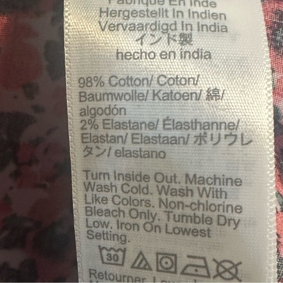 Jcrew Poplin Floral Ruffle Shoulder Top Shirt Pansy Rhinestone Button - Picture 7 of 8